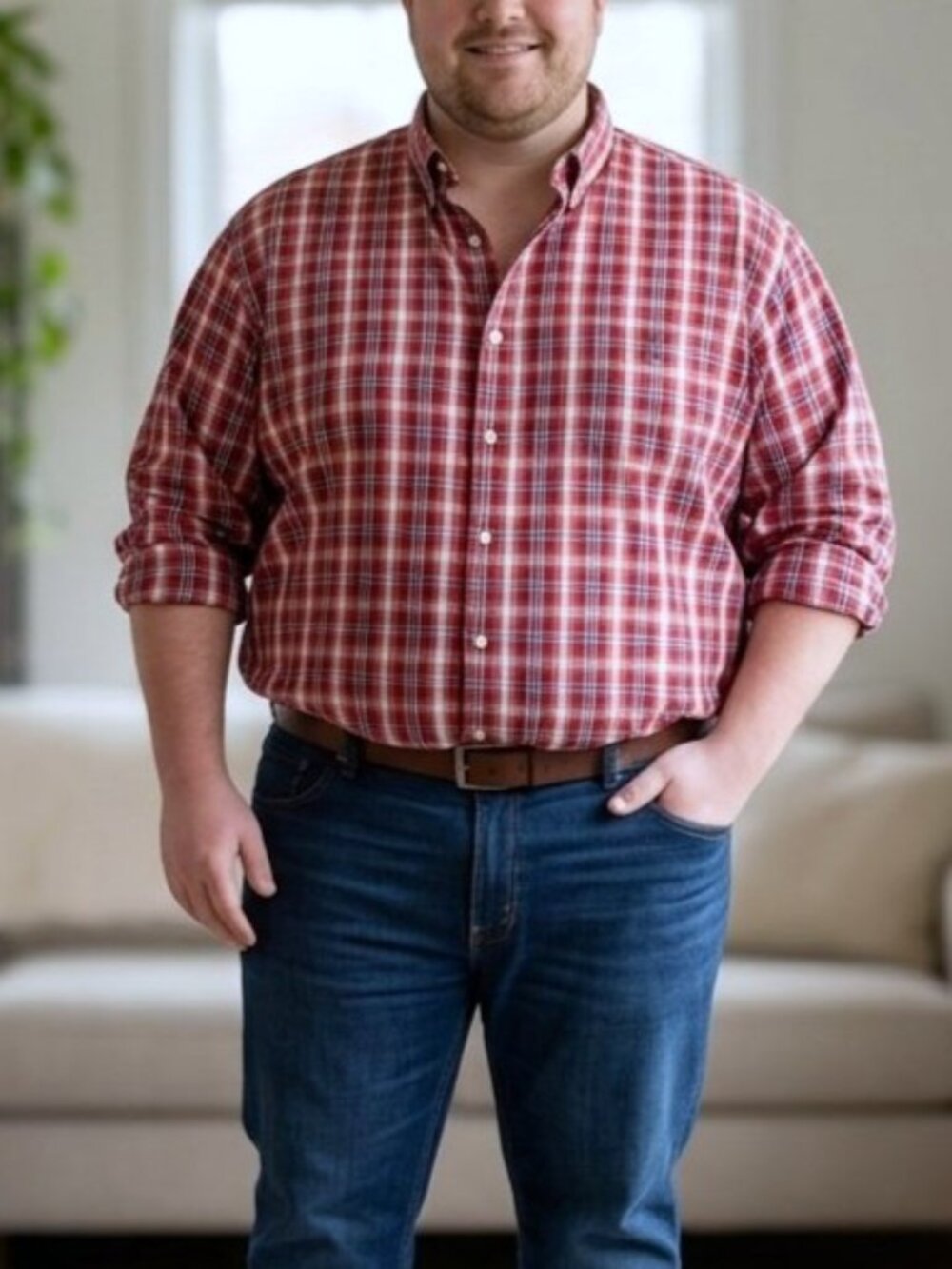 CHAPS Easy Care Button-Down Shirt. Plus Size 3XB